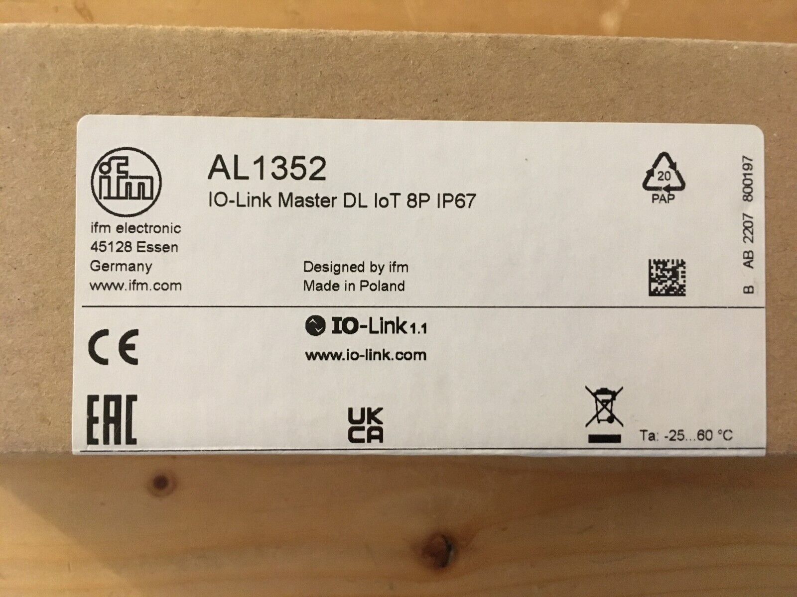 ifm AL1352 IO-Link Master DL IoT 8P IP67 with IoT interface NEW ifm