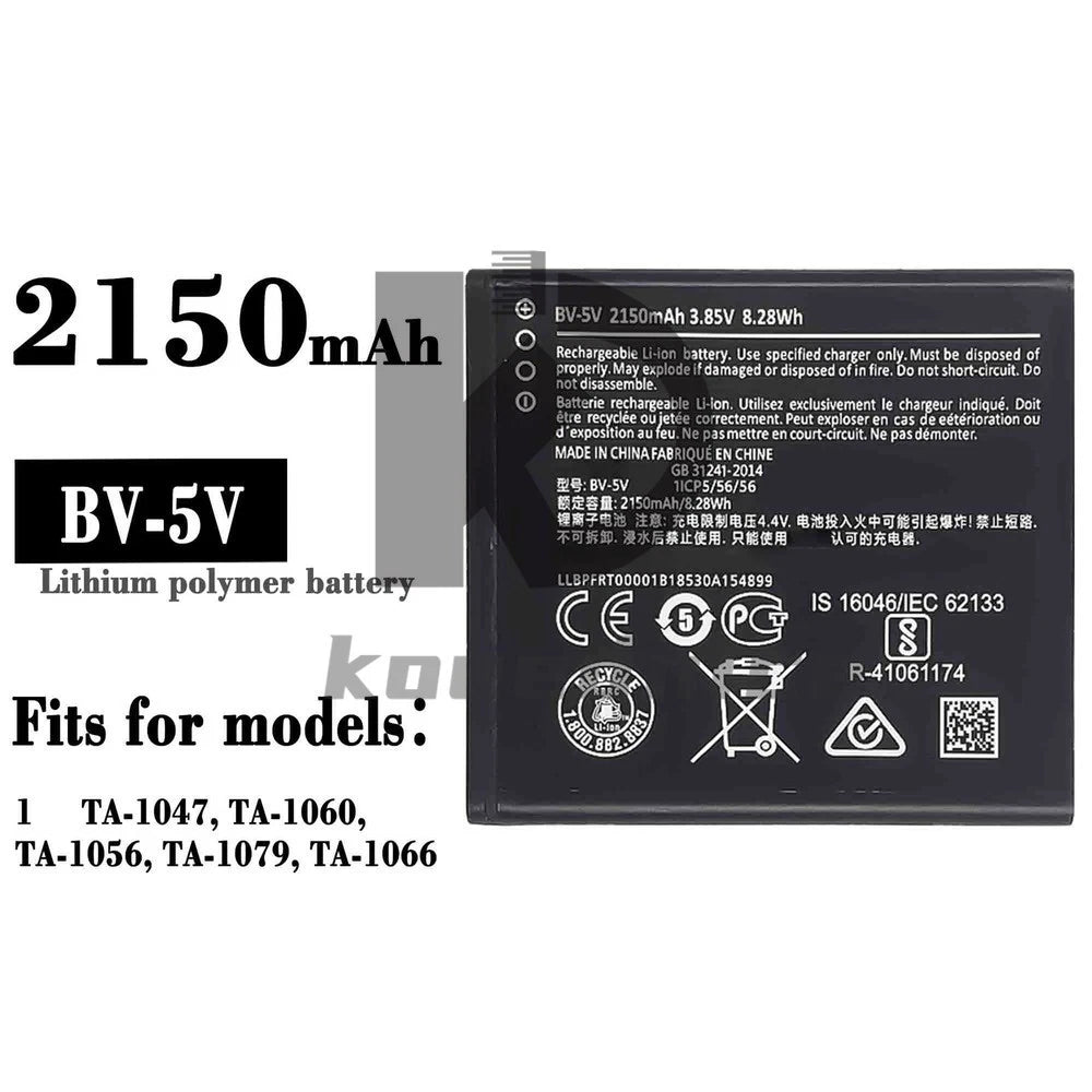 1PC For 1 BV-5V TA-1047 TA-1060 TA-1056 TA-1079 TA-1066 Replacement Battery