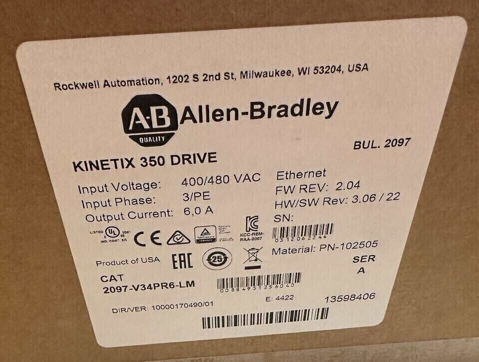 Allen Bradley Kinetex 350 Servo Driver 2097V34PR6LM New in Box - ALLEN BRADLEY
