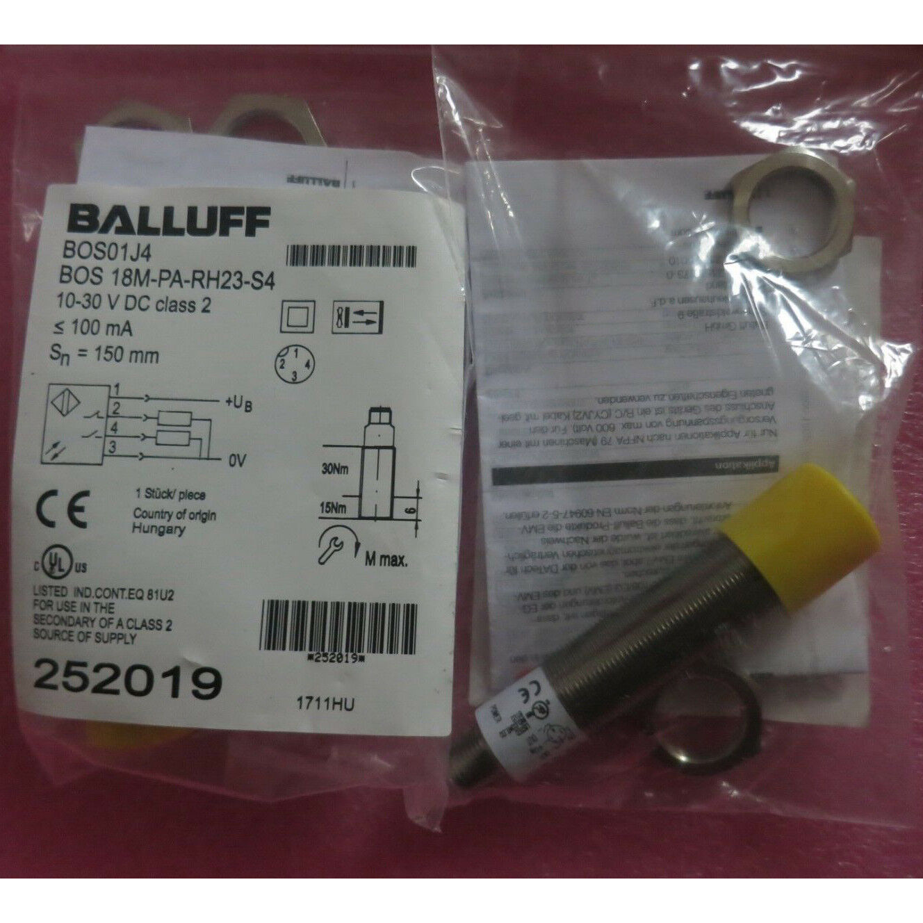 1PC BALLUFF Proximity Sensor BOS 18M-PA-RH23-S4 - BALLUFF