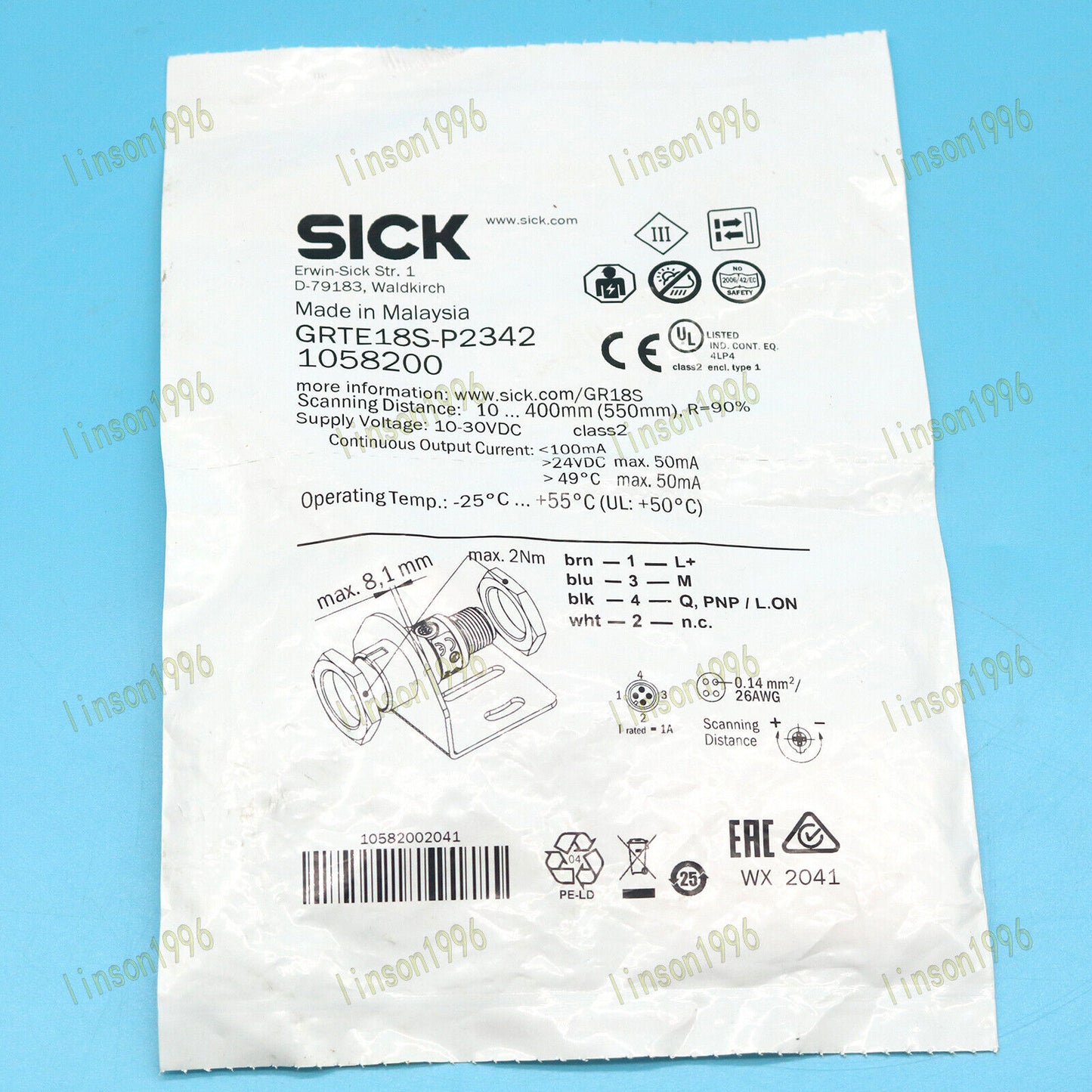 new 1PC SICK Photoelectric switch GRTE18S-P2342 1058200 spot stock optimized - SICK