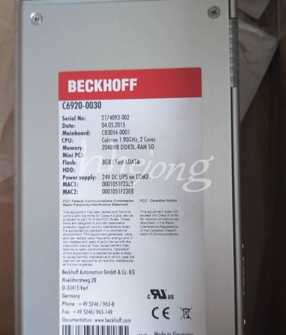 New Beckhoff Control Cabinet Industrial Model C6920-0030 - BECKHOFF