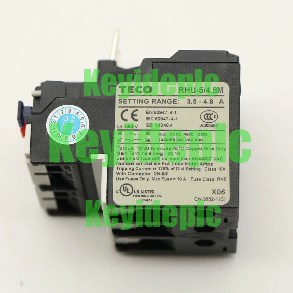 1PCS TECO RHU-5/4.8M 3.5-4.8A Thermal Relay Overload Thermal Protector#QW #