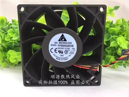 Delta FFB0924EHE DC24V 0.75A 90*90*38MM 3-Wire Inverter Cooling Fan