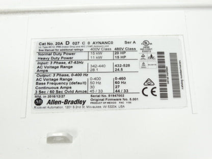 Allen Bradley Series A Drive 20AD027C0AYNANC0 - ALLEN BRADLEY