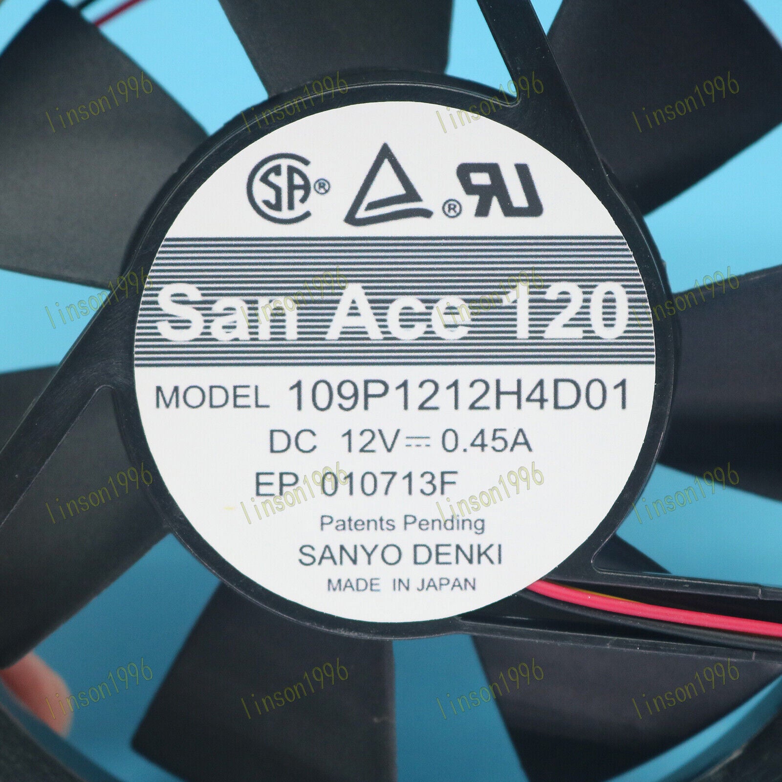 109P1212H4D01 DC12V 0.45A Fan - SANYO