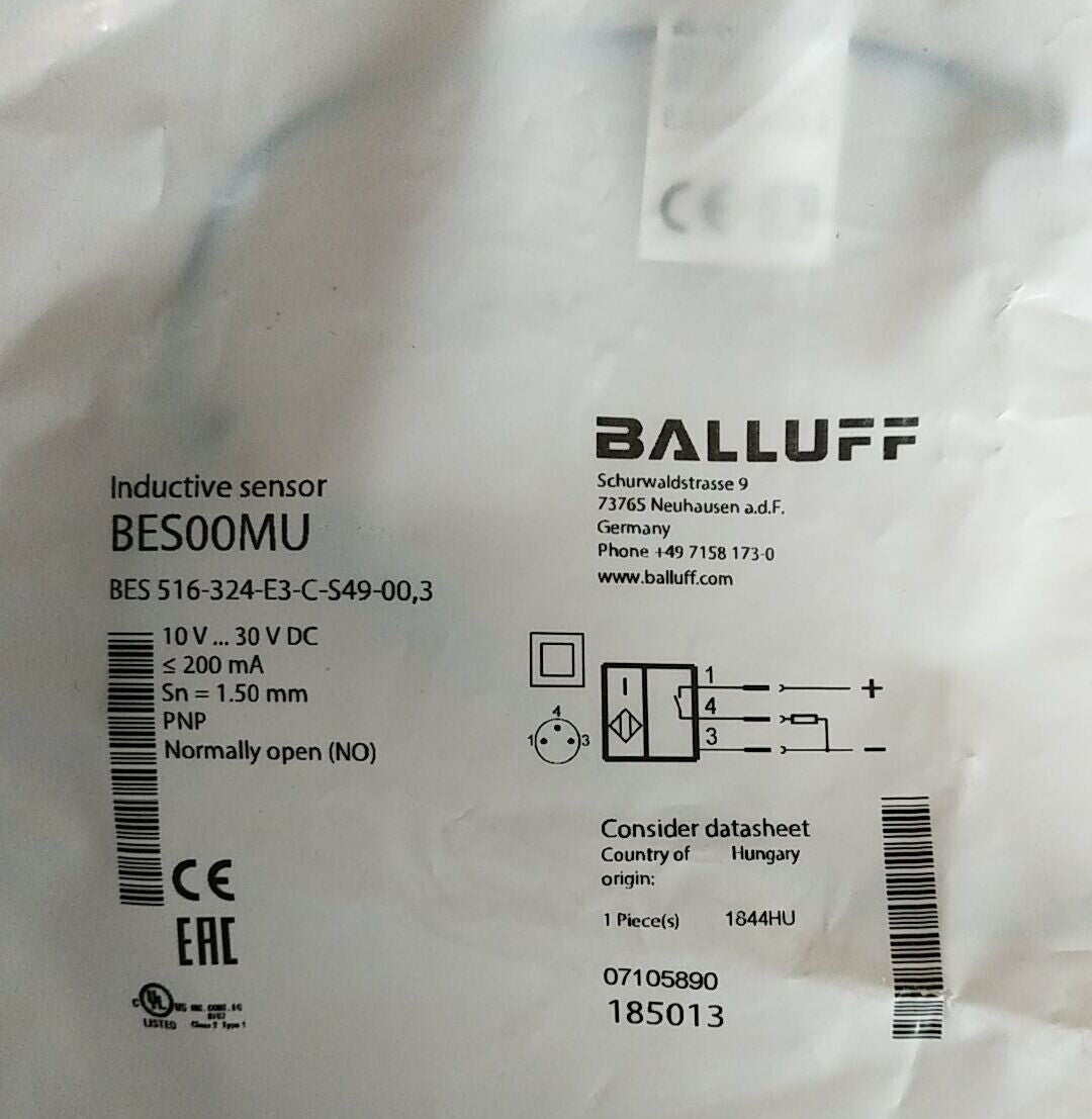 1PC BALLUFF Proximity sensor BES 516-324-E3-C-S49-00,3 Fast - BALLUFF