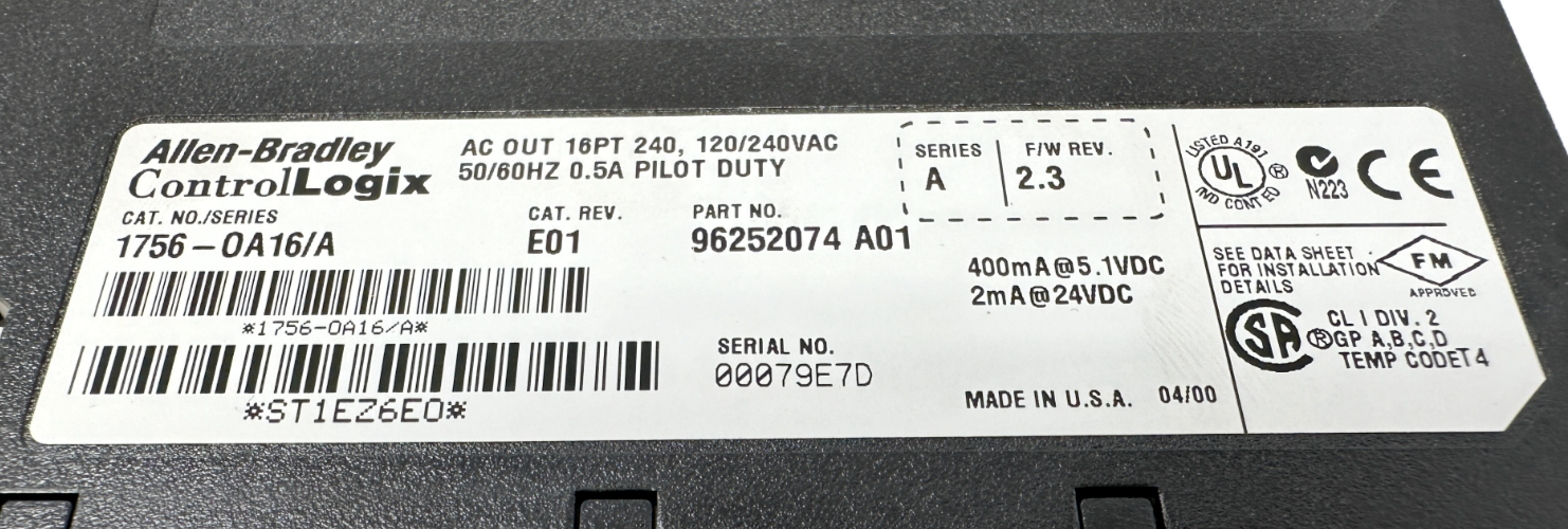 used Allen-Bradley 1756-OA16 Output Module