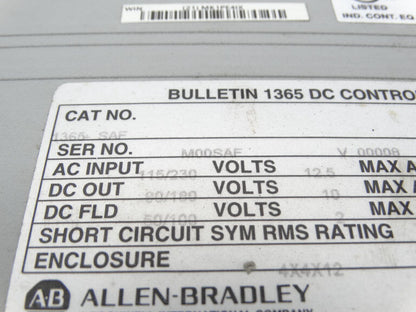 Allen Bradley 1365-SAF Series A Drive - ALLEN BRADLEY