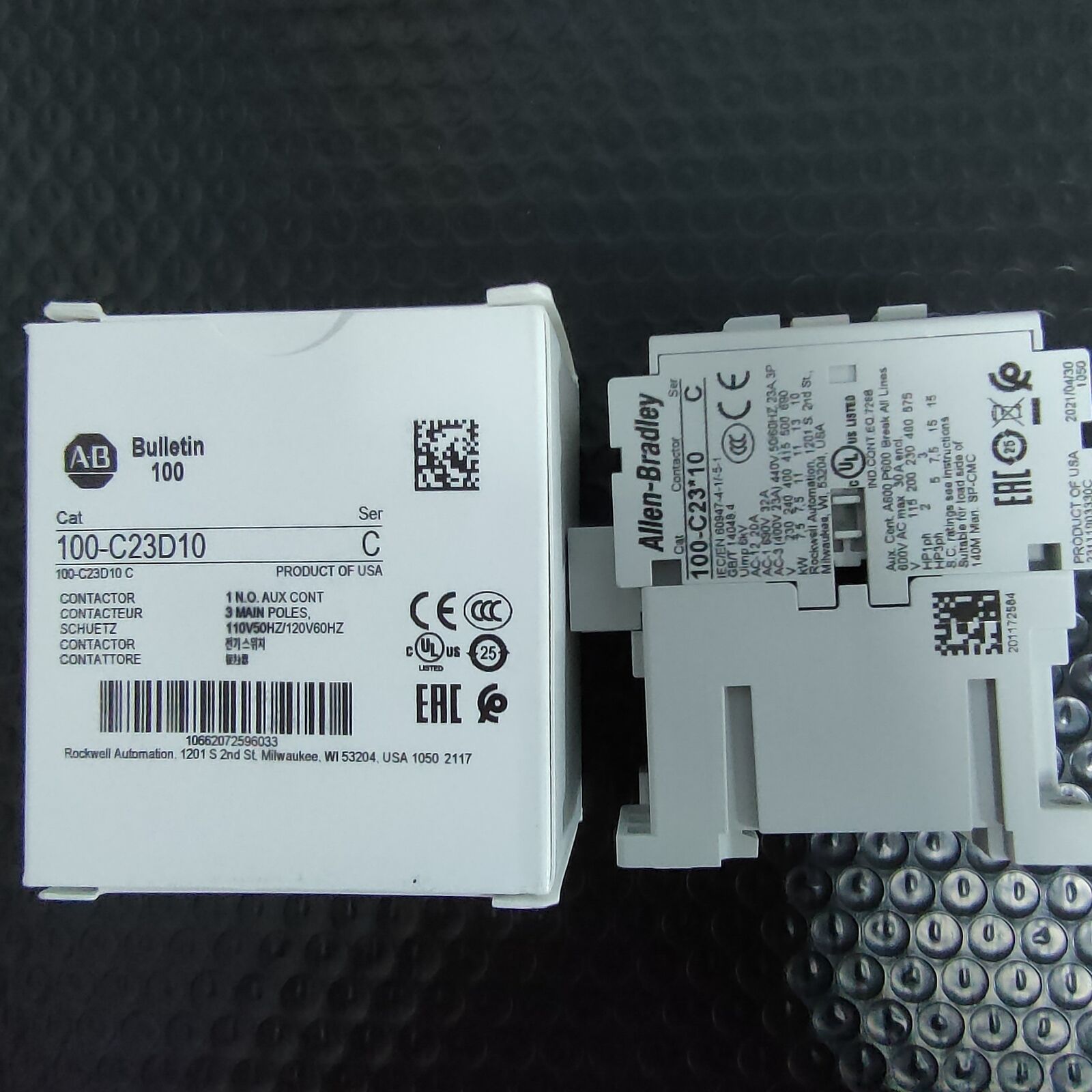 Allen-Bradley 100-C23D10 IEC Contactor 110/120 VAC 3-P 23A New Factory Sealed - High-Efficiency Industrial Contactor - ALLEN-BRADLEY