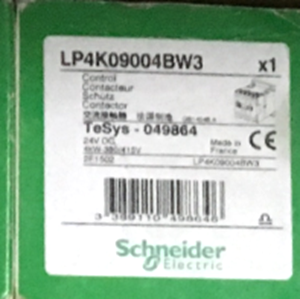 SCHNEIDER DC Control Contactor LP4K09004BW3 - SCHNEIDER