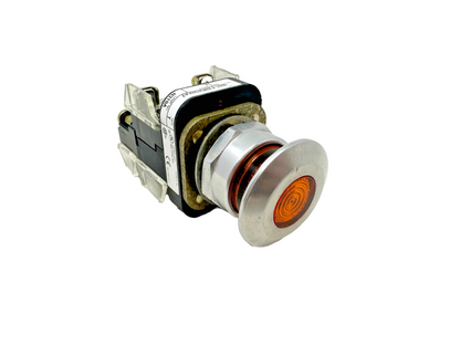 used Allen Bradley 800T-FXMQH24AA7 Amber/Orange Illuminated Metal Push-Pull Button - ALLEN BRADLEY