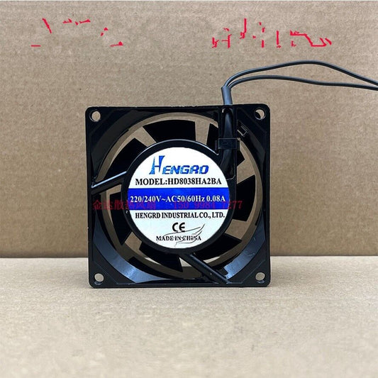 new 1 PCS HENGRO Fan HD8038HA2BA AC220V 8038 8CM 2 wire cabinet cooling fan - HENGRO