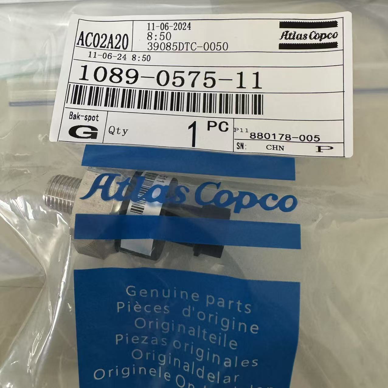 1pcs 1089057511 Pressure Sensor for Atlas Copco Air Compressor Parts 40NM MAX T