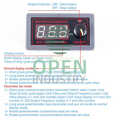 PWM 12A 500W 9-60V DC Motor Speed Governor Controller Switch BMG Digital Display