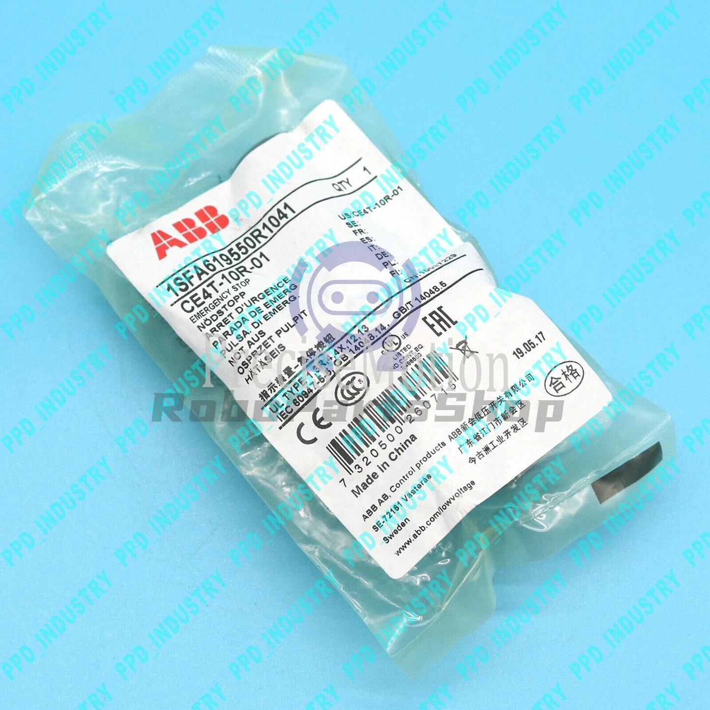 ABB 1SFA619550R1041 CE4T-10R-01 Emergency Stop Pushbotton Switches 1pcs
