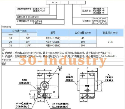 Hydraulic Control Check Valve A2Y-Ha20B A2Y-Hb20B - 1PCS - KOEED