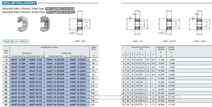IKO NAST40ZZ Roller Follower With Cage Inner Ring 80x40x26mm - IKO