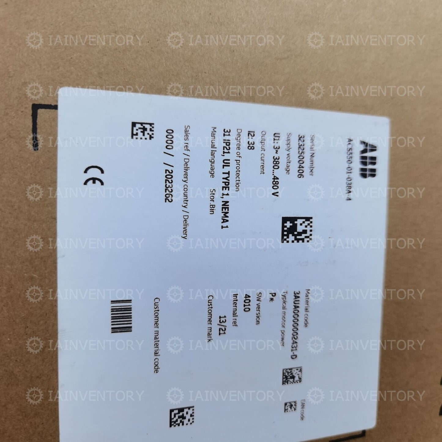 ABBACS550-01-038A-4 Inverter, One-Year - ABB