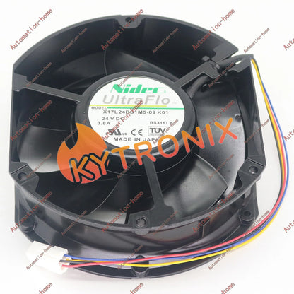Nidec X17L24BS1M5-09 K01 24V DC 3.8A Cabinet Inverter Cooling Fan