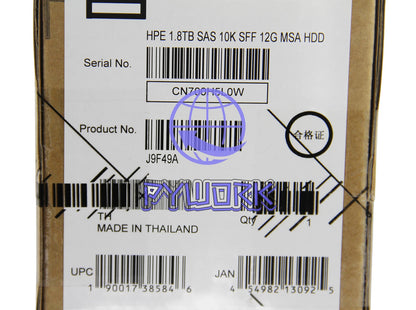 J9F49A 787649-001 HPE MSA 1.8TB 2.5" SAS 10K 12G SFF BC HDD Hard Drive