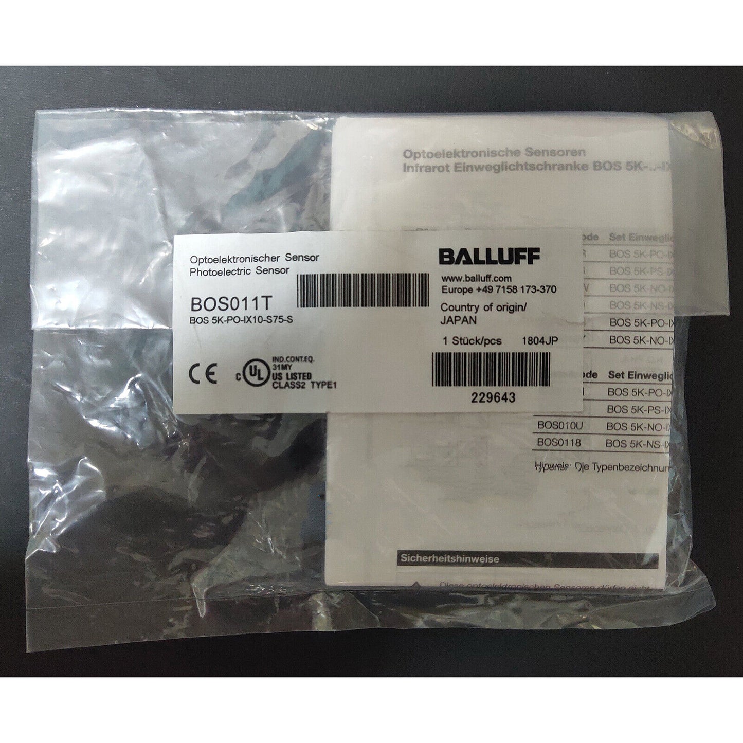 new one balluff sensor bos 5k-po-ix10-s75-s bos011t fast - BALLUFF