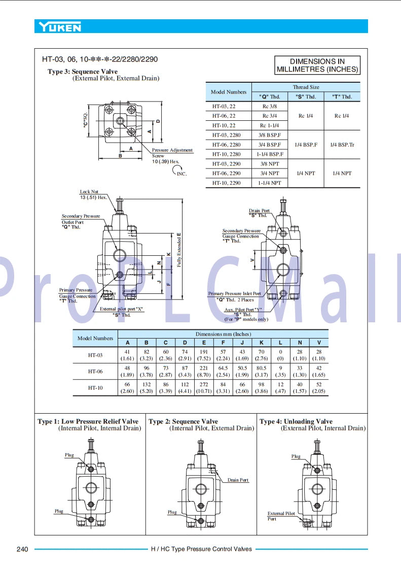 YUKEN HT-03-A1-22 Control Valve 1PCS