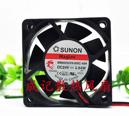 SUNON MB60252VX-000C-A99 6025 DC24V 2.64W 2-Wire Silent Cooling Fan