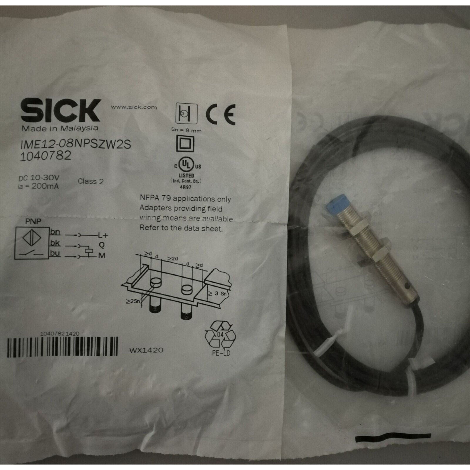 SICK Proximity Sensor IME12-08NPSZW2S - SICK