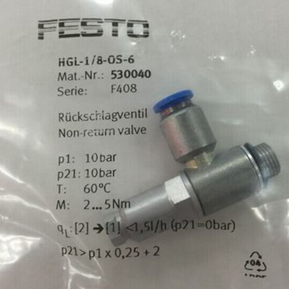 new FESTO HGL-1/8-QS-6 530040 1PC Check Valve HGL18QS6 - FESTO