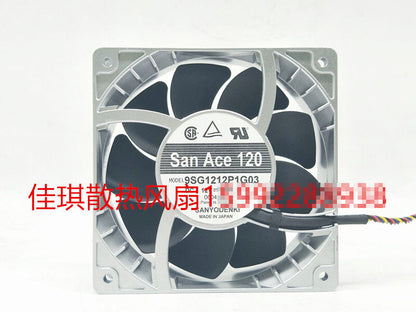 1pcs Sanyo 9SG1212P1G03 12038 12V 4A 12 cm aluminum case fan