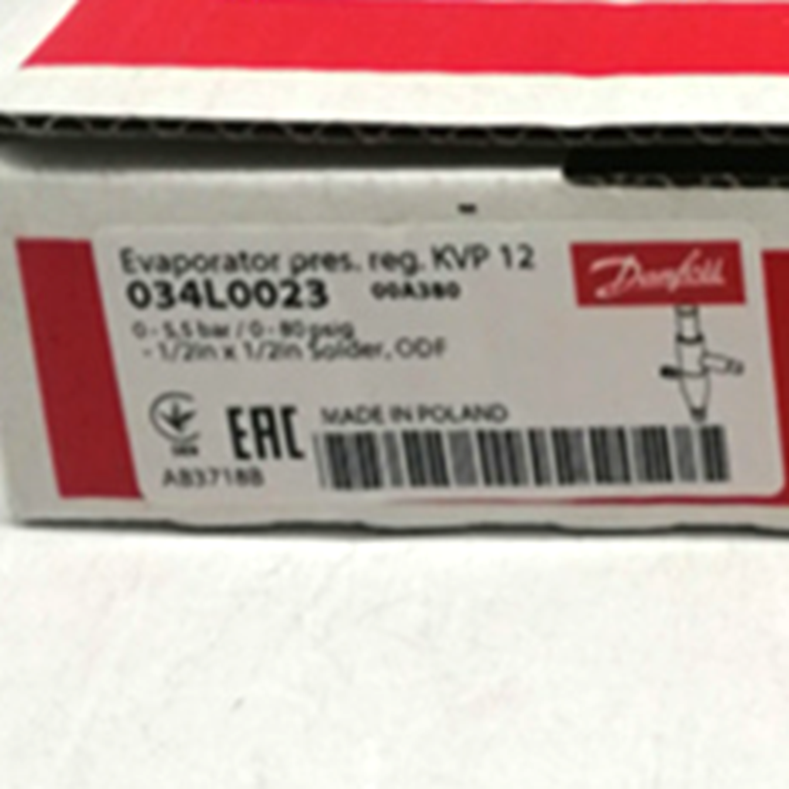 DANFOSS KVP12 034L0023 Evaporating Pressure Regulator DANFOSS