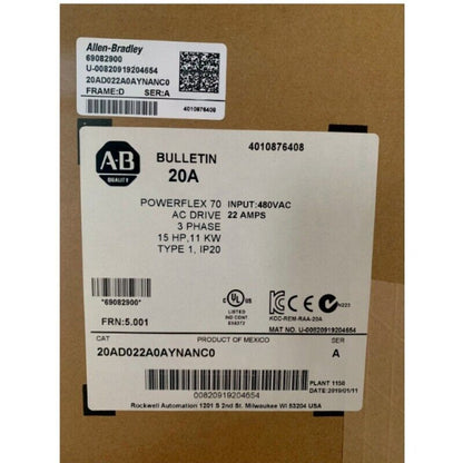 Allen Bradley PowerFlex 70 AC Drive (20AD022A0AYNANC0) 15 Hp 20A - ALLEN BRADLEY