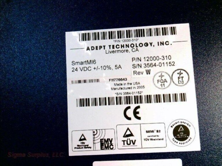 ADEPT TECHNOLOGY SERVO CONTROLLER SMARTMI6 24VDC+/-10% 5A 12000-310 - ADEPT TECHNOLOGY