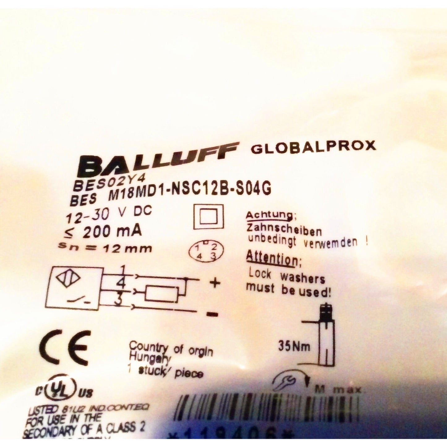 1PC BALLUFF SENSOR BES M18MD1-NSC12B - BALLOFF