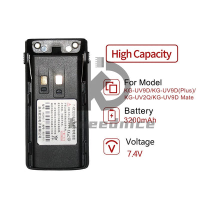 High Capacity Battery 2200mAh for KG-UV9D UV2Q UV9DMate HAM Radio USB C Port