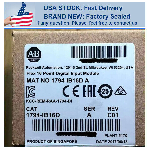 Allen Bradley 1794-IB16D New Factory Sealed AB 1794 IB16D SER A SHIP US - ALLEN BRADLEY