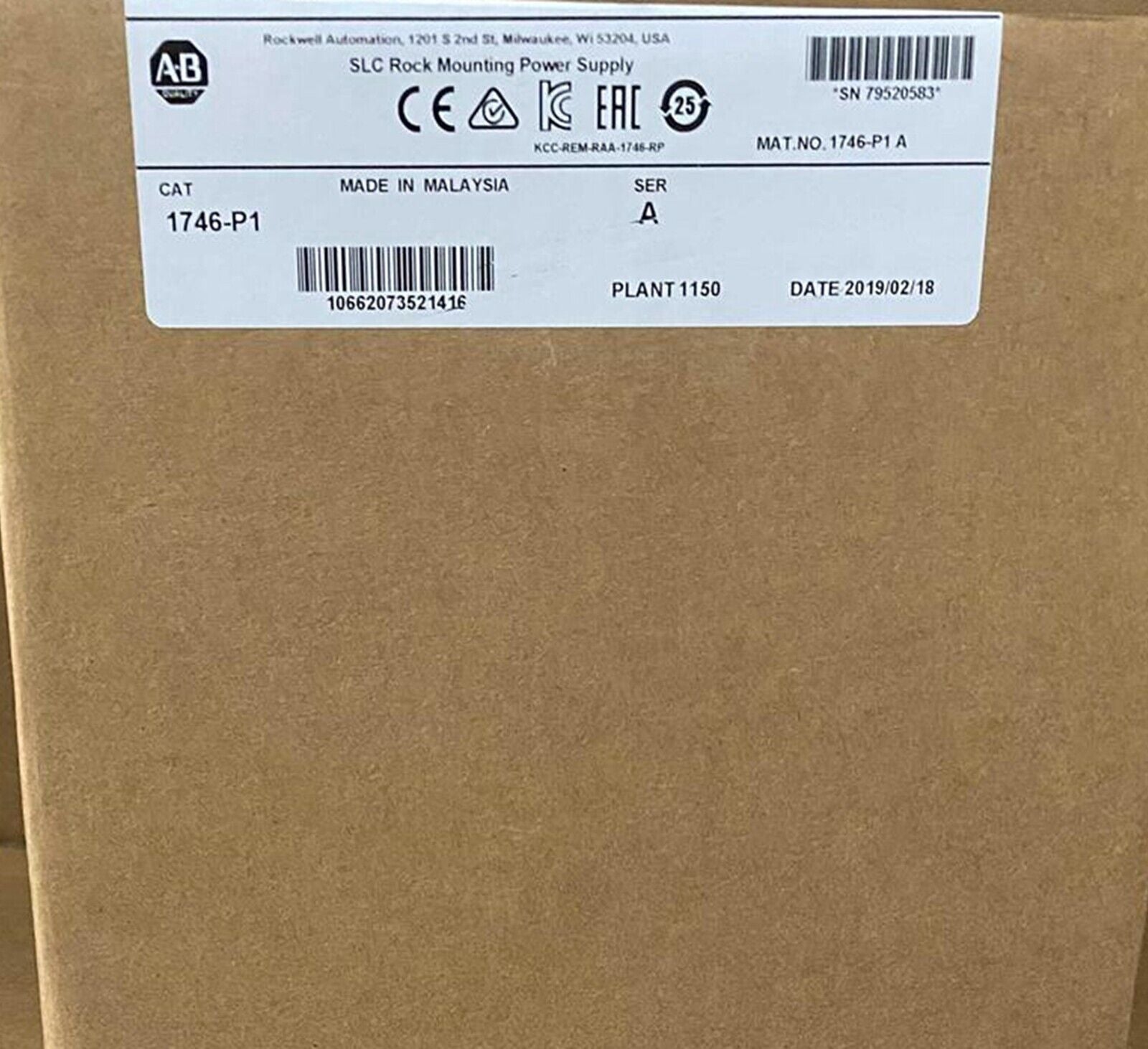 new Factory Sealed 1746-P1 SER A SLC 500 Power Supply Rack Module 1746P1