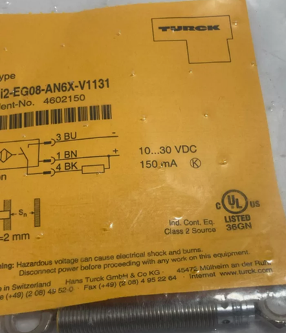 3 Wire DC PNP Inductive Proximity Sensors Switches TURCK BI2-EG08-AN6X-V1131 - BRAND: TURCK