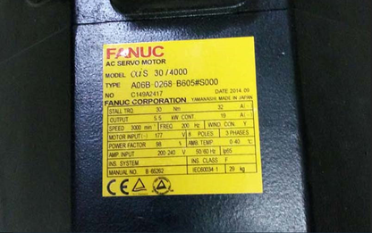Used Fanuc A06B-0268-B605#S000 AI-S 30/4000 AC Servo Motor 177 V 5.5 kW - FANUC