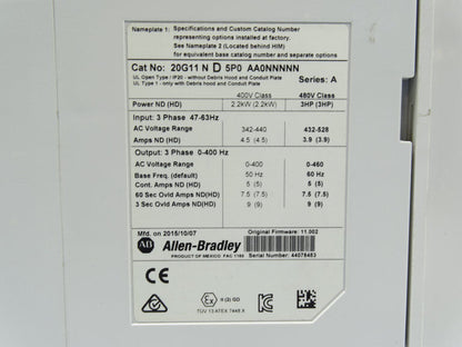 Allen Bradley 20G11ND5P0AA0NNNNN Series A Drive - ALLEN BRADLEY