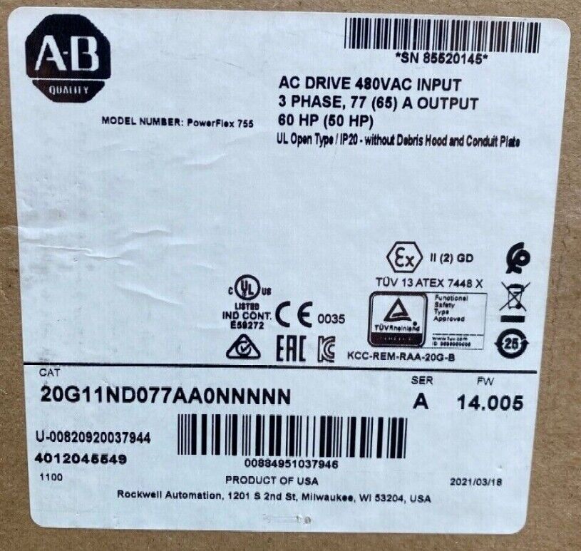 AB 20G11ND077AA0NNNNN Brand New AC drive AB