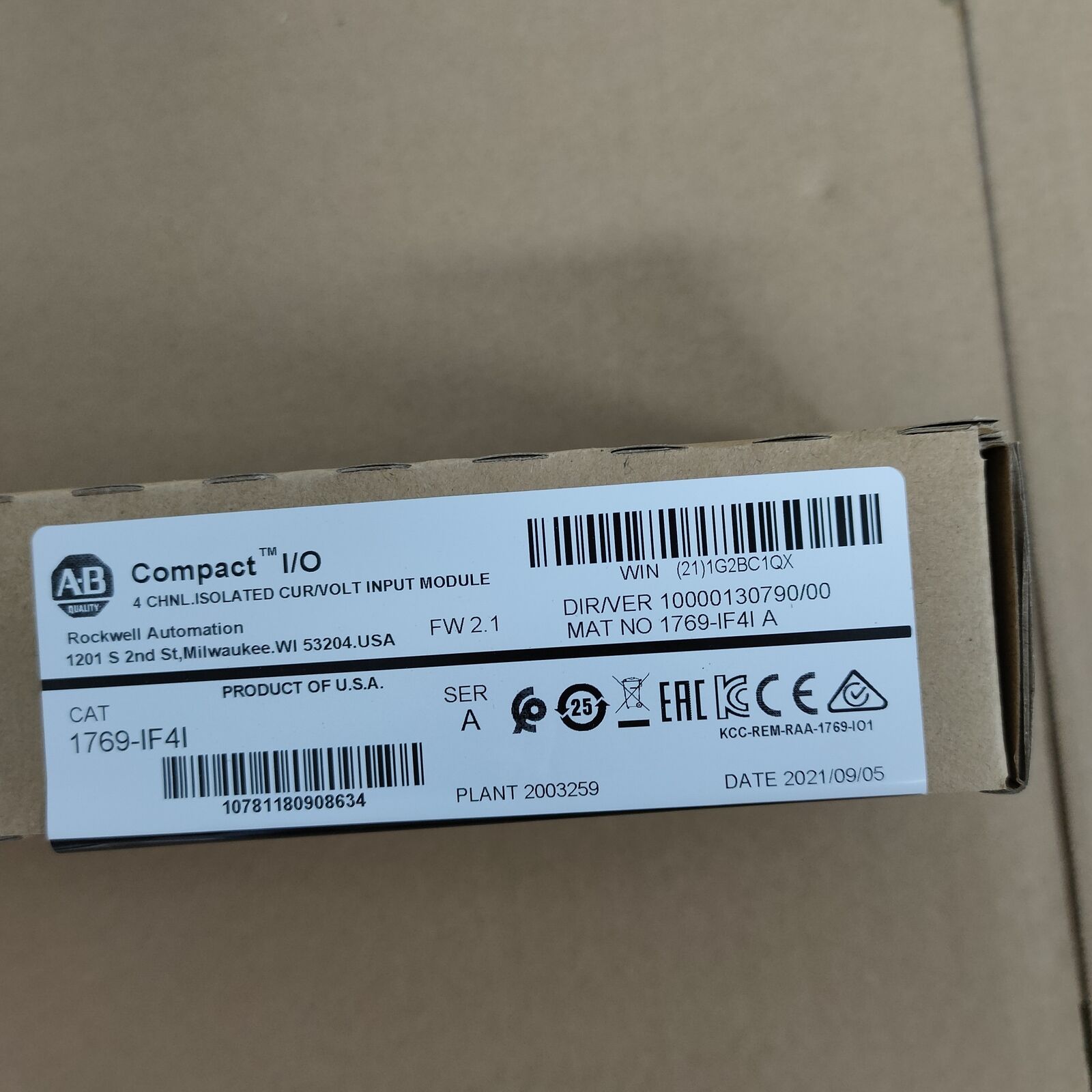 Compact Analog Input Module AB 1769-IF4I SER for Industrial Applications - NEW FACTORY SEALED