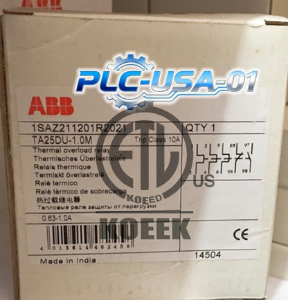 1PCS ABB TA25DU-1.0M 0.63-1.0A 1SAZ211201R2021 Thermal Overload Relay