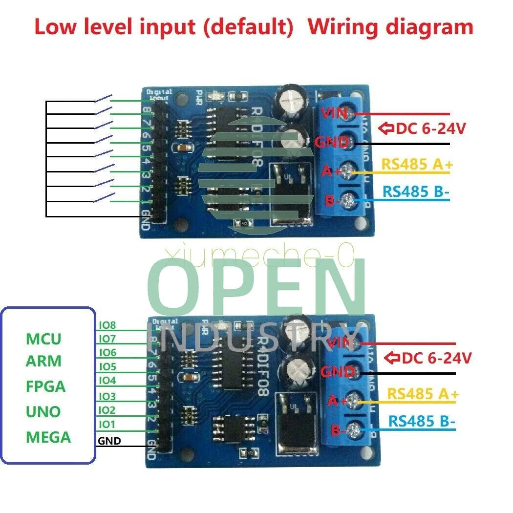 DC 12V 8-Channel Digital Input Module RS485 Modbus RTU Switch Acquisition Board