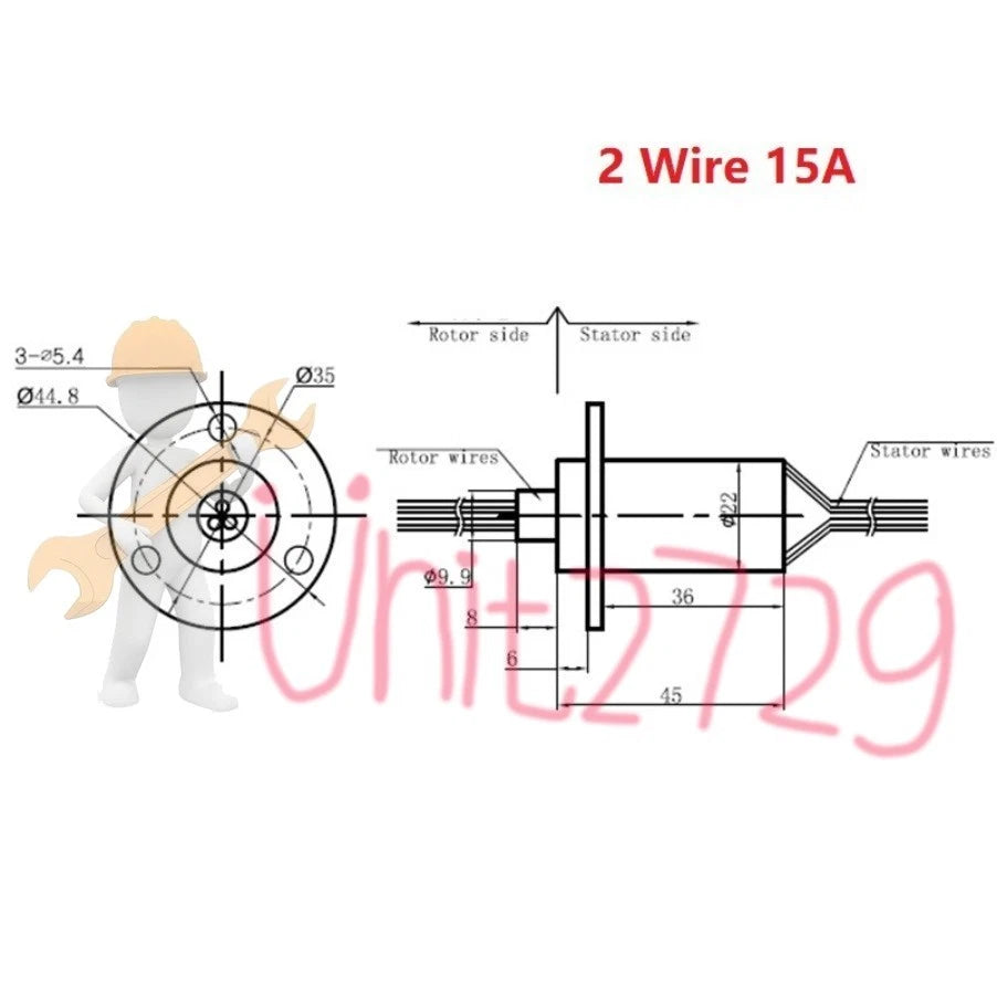 2-24 Wires2A-30A MW1230 High Current Conductive Slip Ring Electric Rotary Joint
