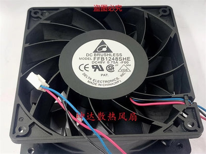 Delta FFB1248SHE-F00 12038 DC48V 0.75A 12CM 3-Pin Dual Ball Ball Velocity Fan