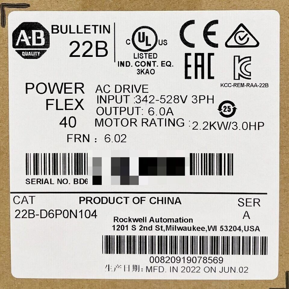 Factory Sealed AB 22B-D6P0N104 Powerflex 40 AC Drive 3.0Hp 2.2kW - ABB
