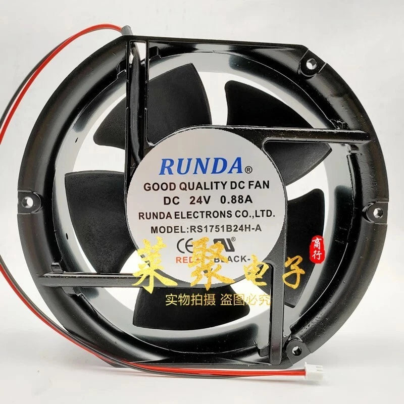RUNDA RS1751B24H-A DC24V 0.88A 2-Pin High Airflow Axial Cooling Fan