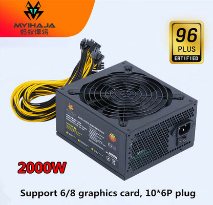 new 2000W single 12V miner silent power supply supports 8 graphics cards - MINER